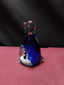 Italy Venetian Murano Art Glass Penguin Figurine with Baby Penguins in his tummy .