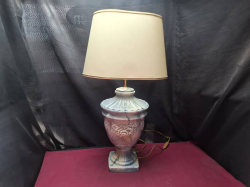 A Ceramic lamp with Brass fittings  
H73cm.
W5cm.