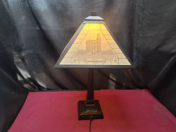 A Lovely Ceramic table Lamp Depicting Old buildings 
H.59cm
W34cm.