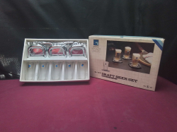 Twin bird galaxy draft set clear glasses with matching coaster in original box 