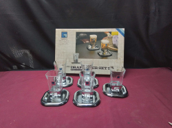 Twin bird galaxy draft set clear glasses with matching coaster in original box 