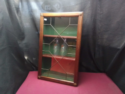 A 2 shape lead Glazed wall hanging display unit
D12cm.
W42cm.
H67cm.