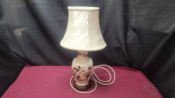 A Mason's Ironstone table lamp colorful floral motif on a pale pink ceramic vase. Dimensions W.26 cm H.50 cm