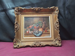 A Lovely Gilt Frame still life oil on Board 
W41cm.
H36cm.