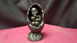 A rare signed MAT WANDERS (1933-1991) 1960s sculpture of a baby in an egg