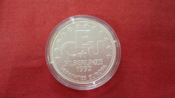 A 1992 ONE OUNCE 999 SILVER GERMAN 1 MARK ECU COIN