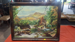 A Pretty oil on canvas landscape by 