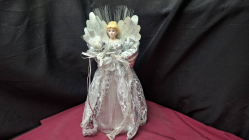 Christmas Angel Tree Topper Silver And White 36 cm height