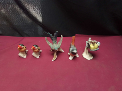 5 Goldbels bird sculptures 