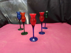 5 colored glass schnapps glass 