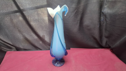 Large Tall Italian Pastel Blue Opaline Vase 49 cm height base 10 cm