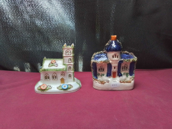 A Stafford church and a cottage 
H6cm. D5cm.
H11cm. D10cm.
