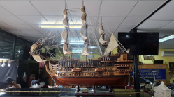 Le Soleil Royal 1669 French Navy Warship Wood & Fabric Model Ship. Approx. all over 100 high. Width 86 cm