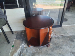 Round Coffee rotation table with display cabinet 
H50cm.
W58cm.