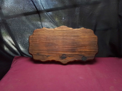 A Large thick wooden display stand on Feet, nicely carved
L50cm.  W28cm. H6cm.

