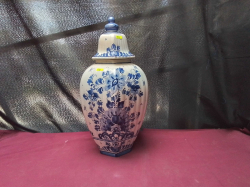 An Hexagonal Delft jar with lid
W23cm.  H42cm.
