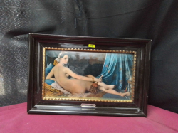 An Enamel on copper frame a Naked lady W34cm. H22cm
