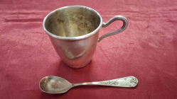 A Small Silver Christening cup and spoon