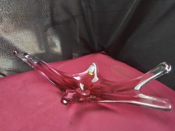 A Pink and clear Murano Glass centre piece 
H18cm. L60cm. W27cm.