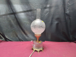A replica glass oil lamp with Handle 
H37cm.