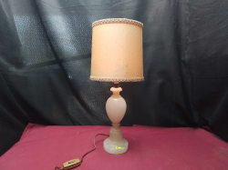 A Heavy Marble white table Lamp with Shade 
H49cm.