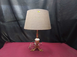 A Gilt and onyx table Lamp with Shade 
H47cm.