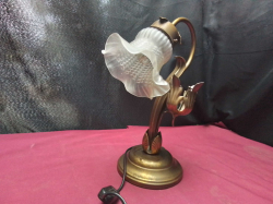 A Lovely art Deco Style Lamp with a Moulded glass shade and brass 
H32cm.