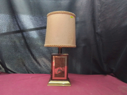 A Lovely Walnut Lamp with Brass fittings 
H45cm.