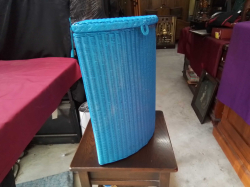 A 1940s Original Lloyd loom corner laundry basket ,marked at base