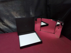 Luxury leather bound stainless steel 3 -sided folding makeup mirror by Albion, a Commemorative gift to member.Rare 