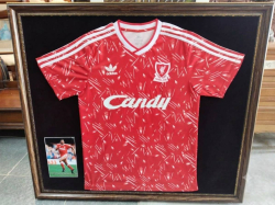 A Framed Liverpool Football shirt 
H89cm. W100cm.