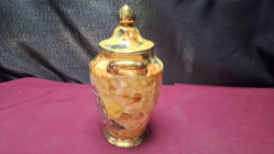 Ceramic Jar with an urn shaped lid H23cm. W8cm.