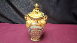 Ceramic Jar with an urn shaped lid H23cm. W8cm.