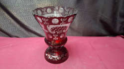 Bohemian Ruby Cut Vase 
H21cm.
