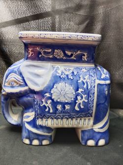 Vintage Chinese Porcelain Elephant Garden Statue  Plant Stand Ornament 
H31cm. W26cm.