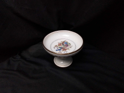 Vintage porcelain pedestal Footed Compote, authentic 24k gold marking at base by Greek Arguros ceramic 