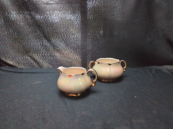 2 Art Deco Ellgreave Heatmaster lvory Lusterware cream Jug and Bowl set,1930s,