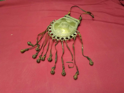 A west African Nigeria ceremonial purse bronze a talisman for medical or tobacco 
L17cm.W15cm.