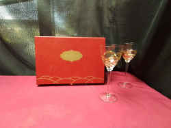 Pair of ROMANO Mosaic Stained Glass Goblet  Hand Blown in it’s original box 