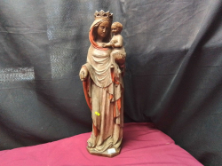 A Stone statue of the Madona and child 
H51cm. W13cm.