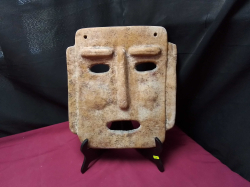 Clay Mask, 1960s Italy on stand.
H33cm. W30cm. 