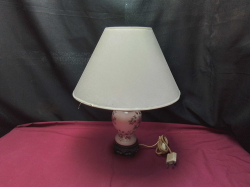 A bedroom lamp painted with flowers 
H41cm. W32cm.