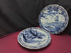 2 Lovely blue and white Delft wall hanging plates 
W39cm. L39cm.