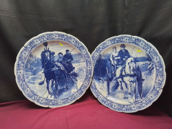 A Lovely Pair of Dutch Delft wall hanging display plates 