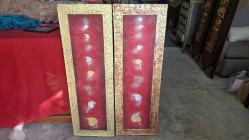 2 pieces wall decorative red & gold painting on canvas. Approx each panel 40x120 cm