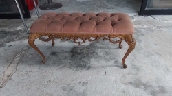 A Mid Century long Stool on brass frame .
H37cm. L75cm. D33cm.