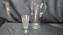 A Lovely Old 100 year old glass fetched Jug and A Lovely Old Etched Glass. 