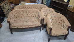 Antique Louis-style 4 pieces rounded eneda suits, 1x 4 seater, 1x 3 seater and 2 single seat chairs