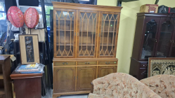 Yew wood glazed gothic revival book case. Dimensions H.200 cm W.143. D.40 cm
