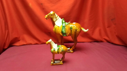 A Tang Sancai Horse this is a Ceramic recipe style after traditional Chinese art from Tang Dynasty 